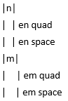 m 字幅スペースと n 字幅スペース